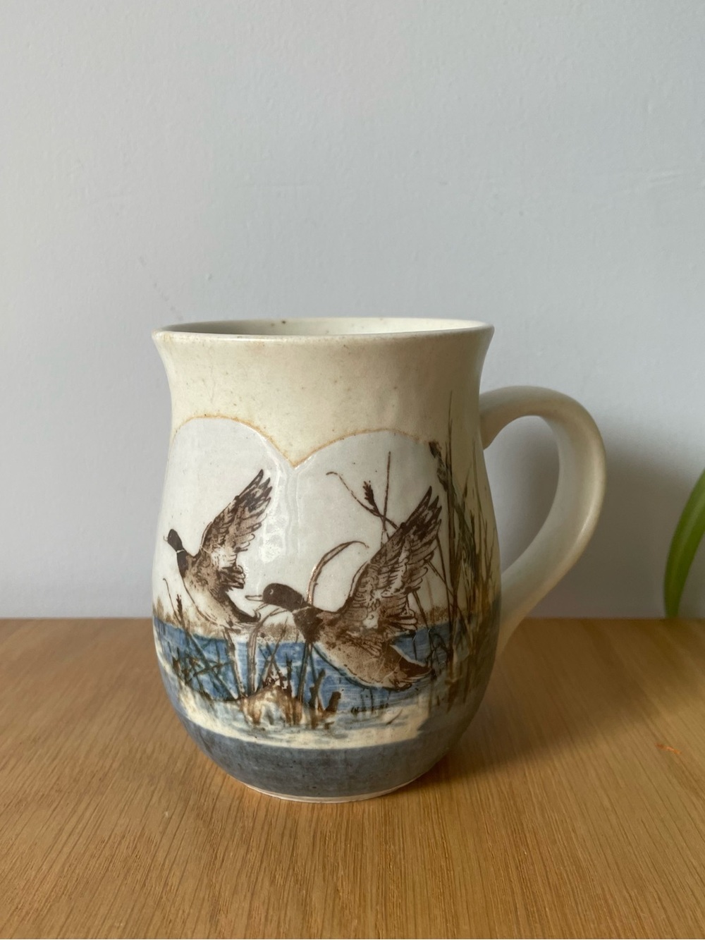 Vintage 1970s Otagiri Stoneware Pottery Mallard Ducks Coffee Tea Mug